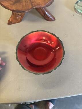 Wm. A. Rogers Silver-Plated Pedestal Bowl with Ruby Red Glass Insert